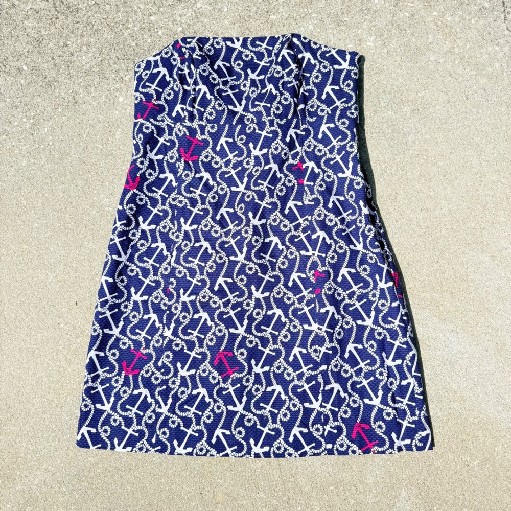 Lilly Pulitzer Womens Navy Blue Nautical Anchor Strapless Cotton Shift Dress 10